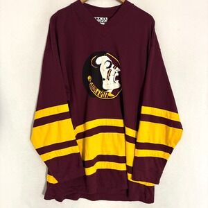 90s Florida State University Seminoles Hockey Jersey Shirt XL Striped Cotton FSU